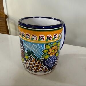 Vintage Hand painted Talavera Mexico Ceramic Mug with Signature
